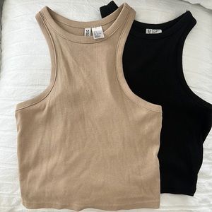 Rib knit racer back crop tops